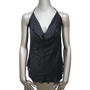 Haute Hippie NWT Backless Halter Top Black Cowl Drape Neck Shirt Small